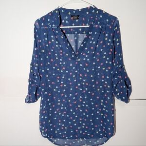 Rue21 Blue Polka Dot Blouse Size Small